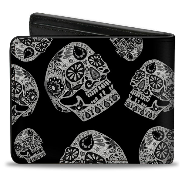 Buckle-Down Bi-Fold Wallet - The Dust Of Living II Sugar Skulls Black White