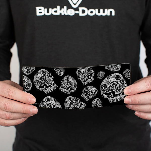 Buckle-Down Bi-Fold Wallet - The Dust Of Living II Sugar Skulls Black White