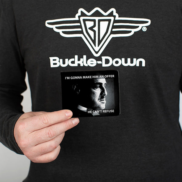 Buckle-Down Bi-Fold Wallet - The Godfather Vito Corleone I'M GONNA MAKE HIM AN OFFER Pose Black/White