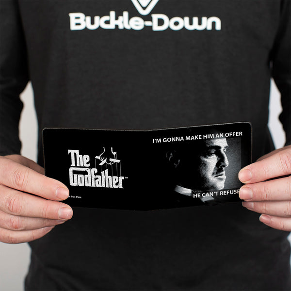 Buckle-Down Bi-Fold Wallet - The Godfather Vito Corleone I'M GONNA MAKE HIM AN OFFER Pose Black/White