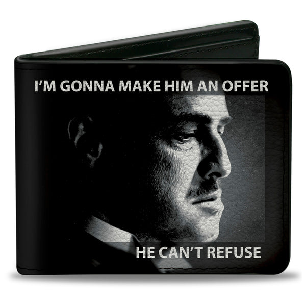 Buckle-Down Bi-Fold Wallet - The Godfather Vito Corleone I'M GONNA MAKE HIM AN OFFER Pose Black/White