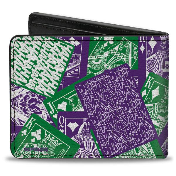 Buckle-Down Bi-Fold Wallet - The Joker Deck Of Cards Stacked Green/Purple/White