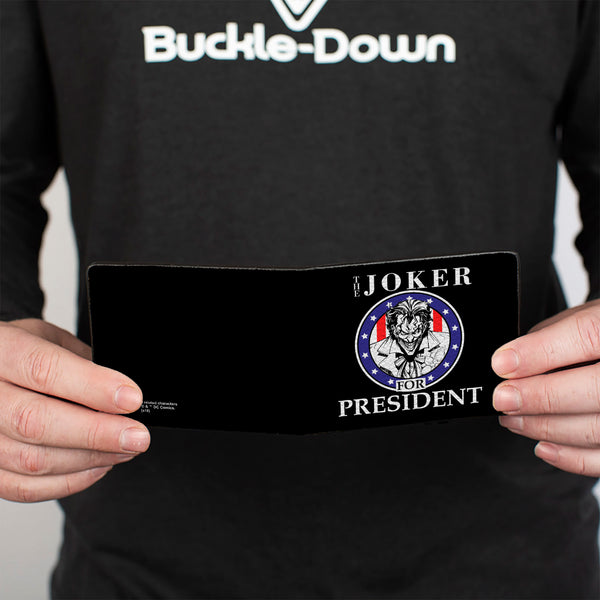 Buckle-Down Bi-Fold Wallet - THE JOKER FOR PRESIDENT Seal Black White Blue Red