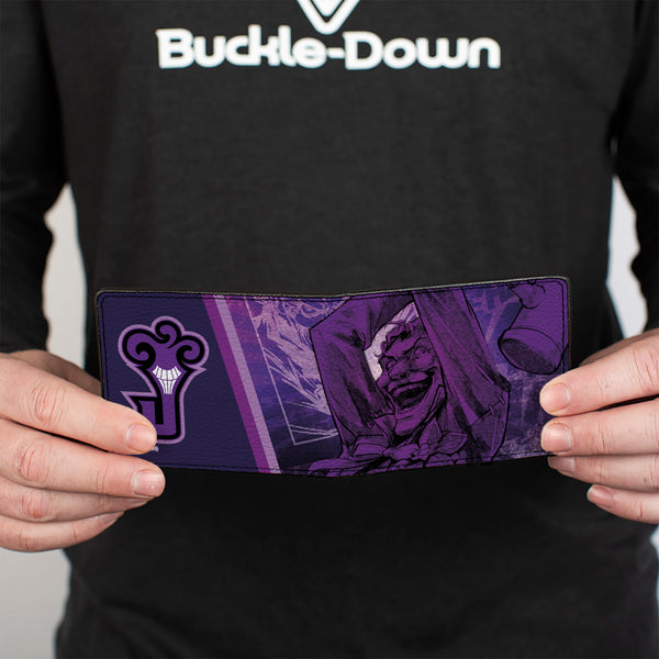 Buckle-Down Bi-Fold Wallet - The Joker Hammer Pose And Logo Purples