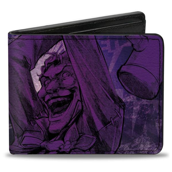 Buckle-Down Bi-Fold Wallet - The Joker Hammer Pose and Logo Purples
