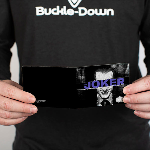Buckle-Down Bi-Fold Wallet - THE JOKER Sliced Portrait Black Grays Purple