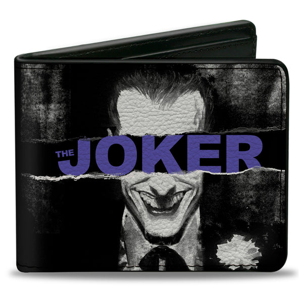 Buckle-Down Bi-Fold Wallet - THE JOKER Sliced Portrait Black Grays Purple