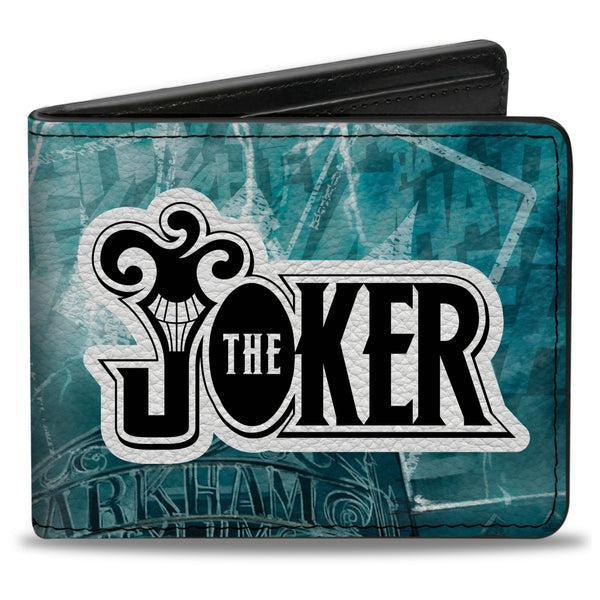Buckle-Down Bi-Fold Wallet - THE JOKER Straight Jacket Pose and Title Logo Blues/Black/White