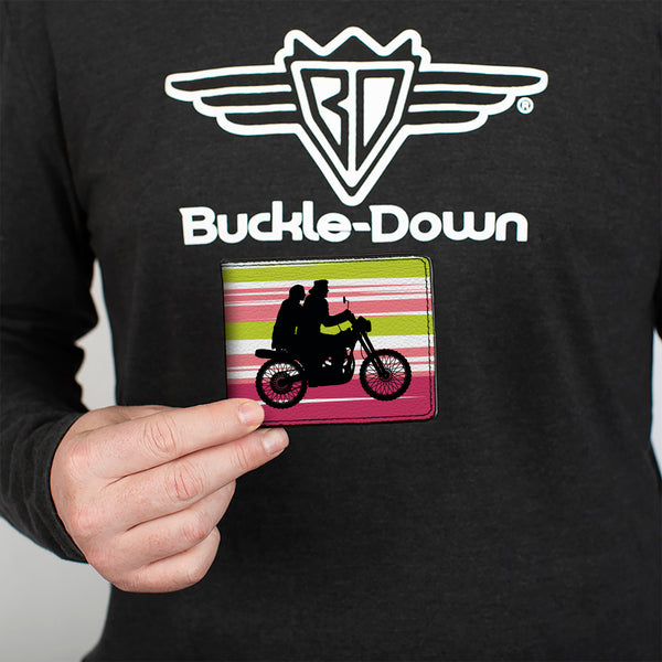 Buckle-Down Bi-Fold Wallet - The Lost Boys Motorcycle Ride Silhouette White/Green/Pink