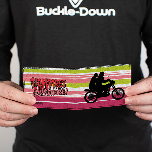 Buckle-Down Bi-Fold Wallet - The Lost Boys Motorcycle Ride Silhouette White/Green/Pink