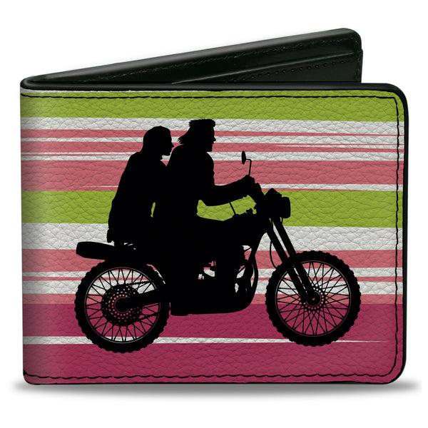 Buckle-Down Bi-Fold Wallet - The Lost Boys Motorcycle Ride Silhouette White/Green/Pink