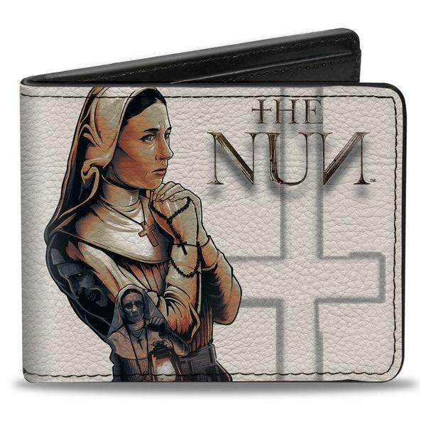 Buckle-Down Bi-Fold Wallet - THE NUN Sister Irene Rosary Lantern Pose Ivory Grays