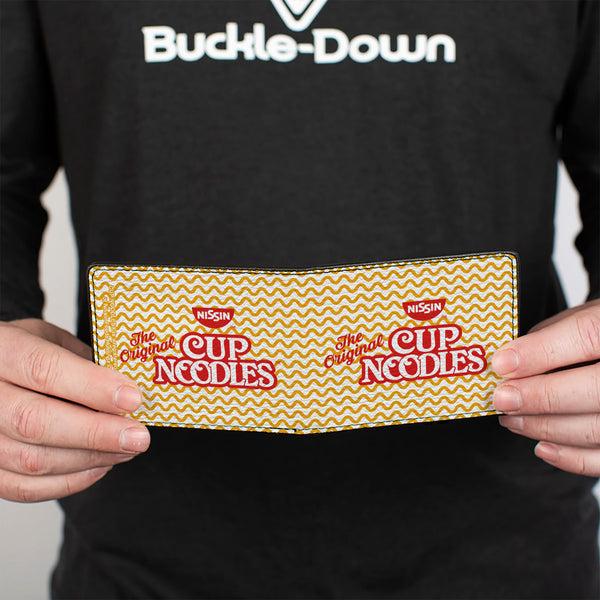 Buckle-Down Bi-Fold Wallet - THE ORIGINAL CUP NOODLES Logo Noodle Wave White Orange Red