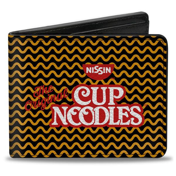 Buckle-Down Bi-Fold Wallet - THE ORIGINAL CUP NOODLES Logo Noodle Wave White Orange Red