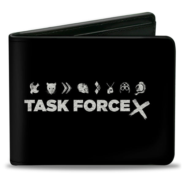 Buckle-Down Bi-Fold Wallet - The Suicide Squad TASK FORCE X Character Icons Black White