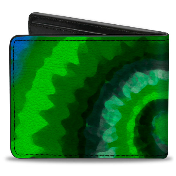 Buckle-Down Bi-Fold Wallet - Tie Dye Swirl Green Blue Purple