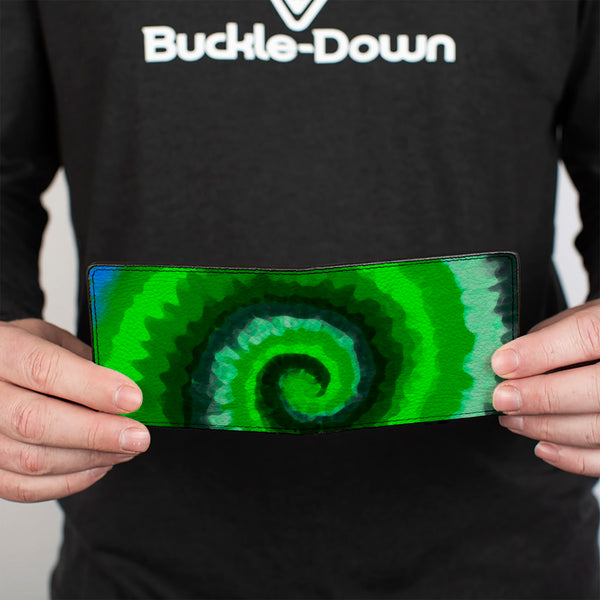 Buckle-Down Bi-Fold Wallet - Tie Dye Swirl Green Blue Purple