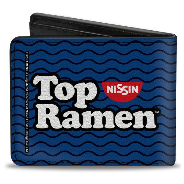 Buckle-Down Bi-Fold Wallet - TOP RAMEN Noodle Wave Blue Black White