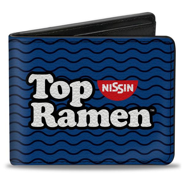 Buckle-Down Bi-Fold Wallet - TOP RAMEN Noodle Wave Blue Black White