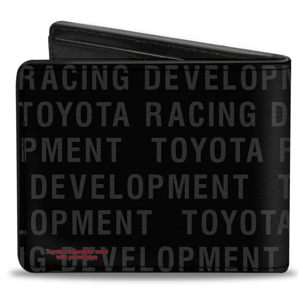 Buckle-Down Bi-Fold Wallet - Toyota TRD Logo And TOYOTA RACING DEVELOPMENT Text Stripe Black/Red/Gray