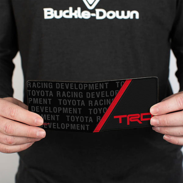 Buckle-Down Bi-Fold Wallet - Toyota TRD Logo And TOYOTA RACING DEVELOPMENT Text Stripe Black/Red/Gray