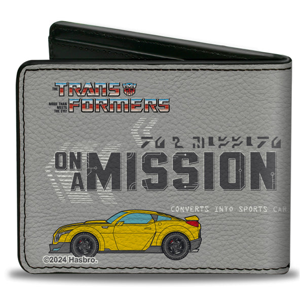 Buckle-Down Bi-Fold Wallet - Transformers BUMBLEBEE ON A MISSION And Sports Car Gray