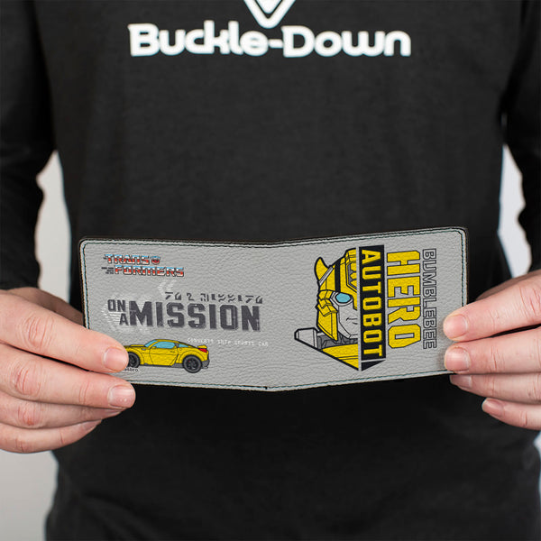 Buckle-Down Bi-Fold Wallet - Transformers BUMBLEBEE ON A MISSION And Sports Car Gray
