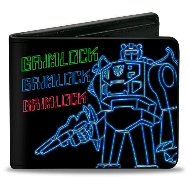 Buckle-Down Bi-Fold Wallet - Transformers Electric GRIMLOCK Pose and Autobot Circuit Logo Black/Green/Blue/Red