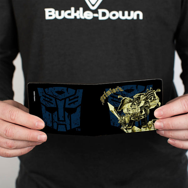 Buckle-Down Bi-Fold Wallet - Transformers GRIMLOCK Sword Pose And Autobot Shield Black/Blue/Beige