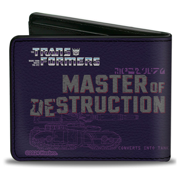 Buckle-Down Bi-Fold Wallet - Transformers MEGATRON DECEPTICON MASTER OF DESTRUCTION And Tank Purples