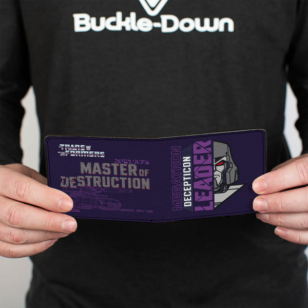 Buckle-Down Bi-Fold Wallet - Transformers MEGATRON DECEPTICON MASTER OF DESTRUCTION And Tank Purples