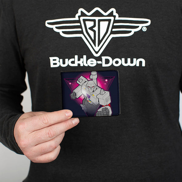 Buckle-Down Bi-Fold Wallet - Transformers Megatron PEACE THROUGH TYRANNY Pose Black/Magenta