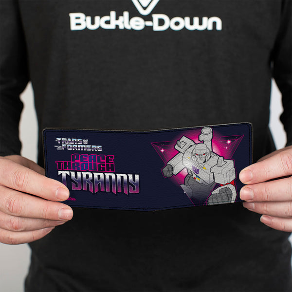 Buckle-Down Bi-Fold Wallet - Transformers Megatron PEACE THROUGH TYRANNY Pose Black/Magenta