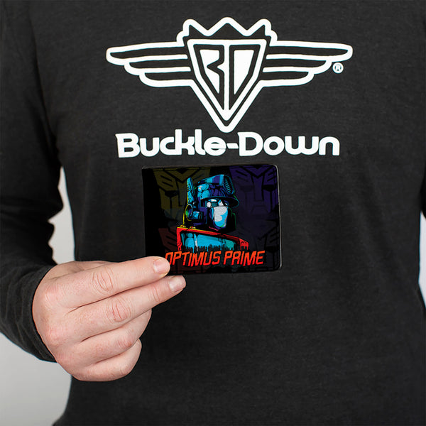 Buckle-Down Bi-Fold Wallet - Transformers OPTIMUS PRIME Pose/Autobot Fade Black/Multi Color