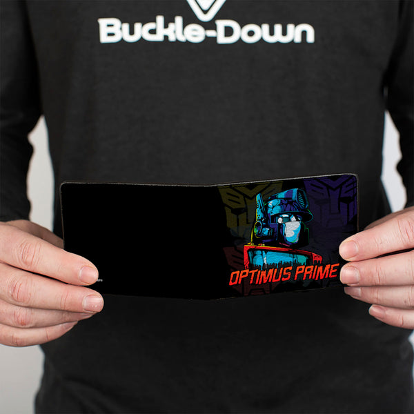 Buckle-Down Bi-Fold Wallet - Transformers OPTIMUS PRIME Pose/Autobot Fade Black/Multi Color