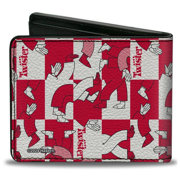 Buckle-Down Bi-Fold Wallet - Twister Arm And Leg Pose Blocks Checker White/Red
