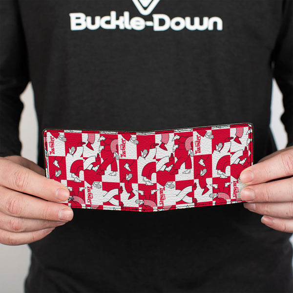 Buckle-Down Bi-Fold Wallet - Twister Arm And Leg Pose Blocks Checker White/Red