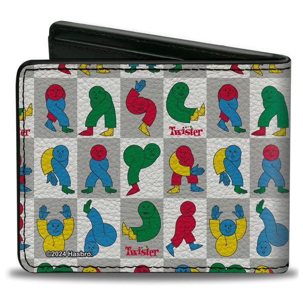 Buckle-Down Bi-Fold Wallet - Twister Character Pose Blocks Checker White/Gray/Multi Color