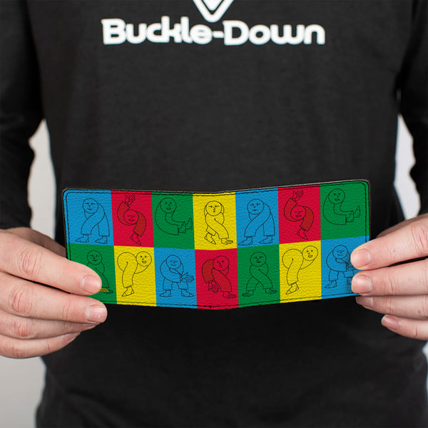 Buckle-Down Bi-Fold Wallet - Twister Character Pose Blocks Multi Color