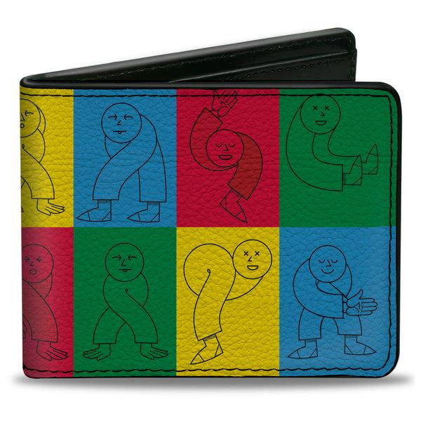 Buckle-Down Bi-Fold Wallet - Twister Character Pose Blocks Multi Color