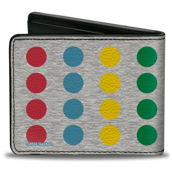 Buckle-Down Bi-Fold Wallet - Twister COOL MOVES Circle Spots Gray/Multi Color