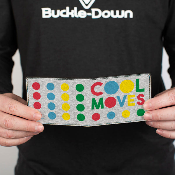 Buckle-Down Bi-Fold Wallet - Twister COOL MOVES Circle Spots Gray/Multi Color