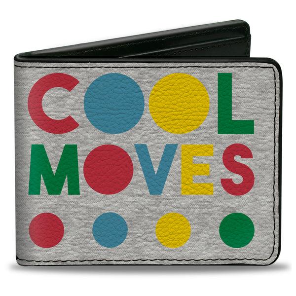 Buckle-Down Bi-Fold Wallet - Twister COOL MOVES Circle Spots Gray/Multi Color