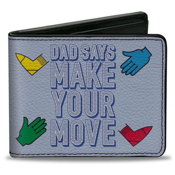 Buckle-Down Bi-Fold Wallet - Twister DAD SAYS MAKE YOUR MOVE and Game Icons Light Blue/Multi Color