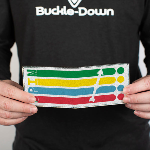 Buckle-Down Bi-Fold Wallet - Twister SPIN Stripe Spinner White/Multi Color