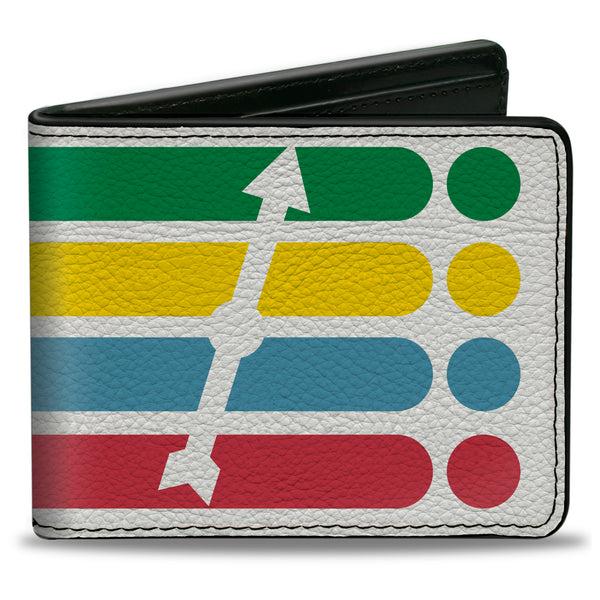 Buckle-Down Bi-Fold Wallet - Twister SPIN Stripe Spinner White/Multi Color