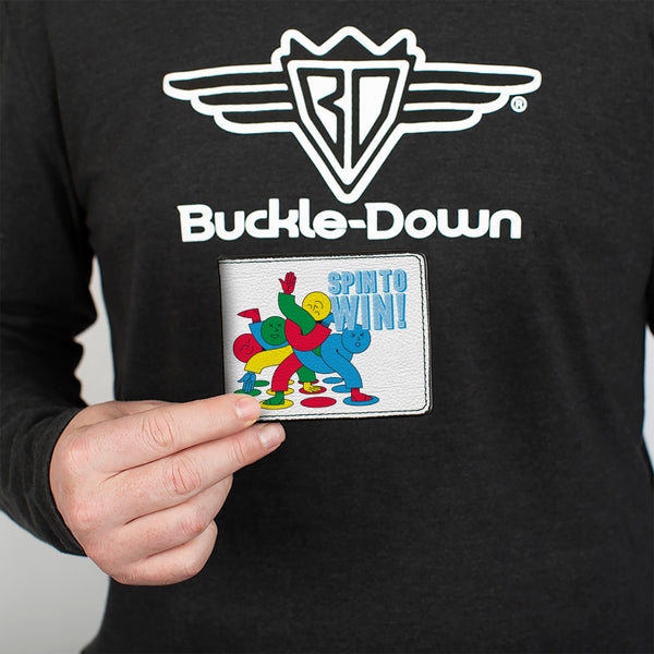 Buckle-Down Bi-Fold Wallet - Twister SPIN TO WIN Group Pose White/Blues/Multi Color