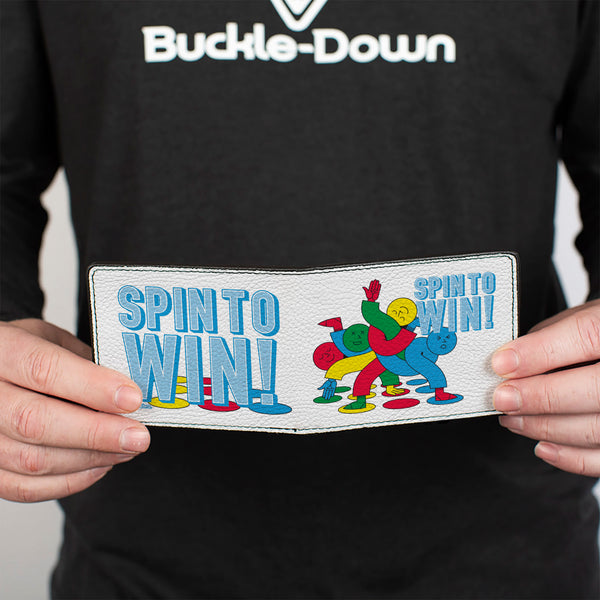 Buckle-Down Bi-Fold Wallet - Twister SPIN TO WIN Group Pose White/Blues/Multi Color