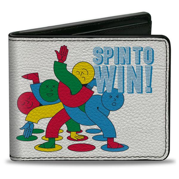 Buckle-Down Bi-Fold Wallet - Twister SPIN TO WIN Group Pose White/Blues/Multi Color
