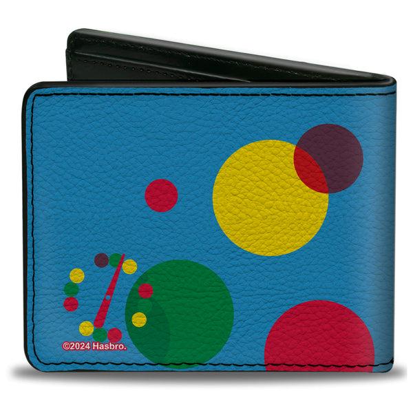 Buckle-Down Bi-Fold Wallet - TWISTER Vintage Game Logo And Icons Blue/Multi Color